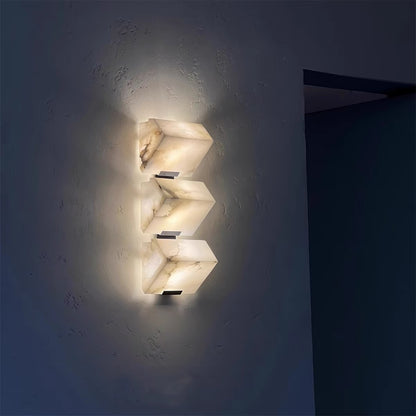 Modern Minimalist Pyramid Natural Alabaster Wall Sconce