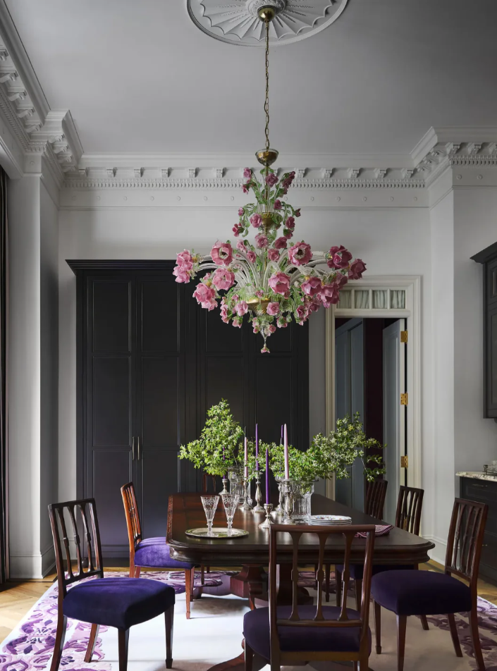Nature-inspired Pink Rose Glass Chandelier