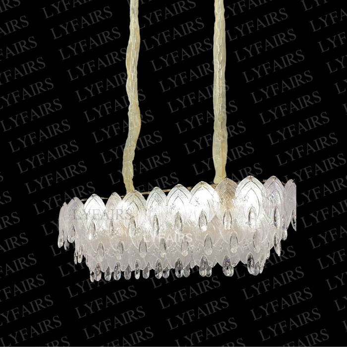 Set di lampadari moderni in cristallo a forma di goccia di pioggia con conchiglia di vetro per soffitti bassi
