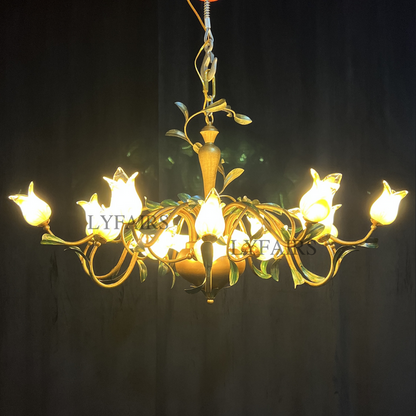 Lustre créatif vintage en forme de tulipe, style campagnard européen, pour salle à manger, chambre à coucher, salon, chambre d'enfant