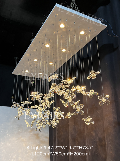 Lampadario moderno a forma di fiore di cristallo galleggiante