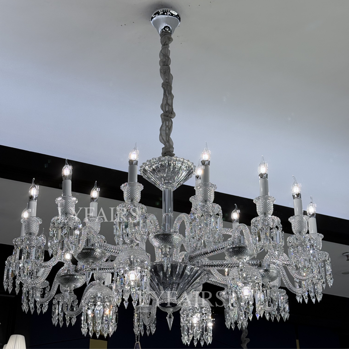 Lustre en cristal élégant, plafonnier pour salon, salle à manger, abat-jour en tissu