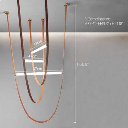 Designer U-shaped Belt Lamp LED  Glass Tube Chandelier