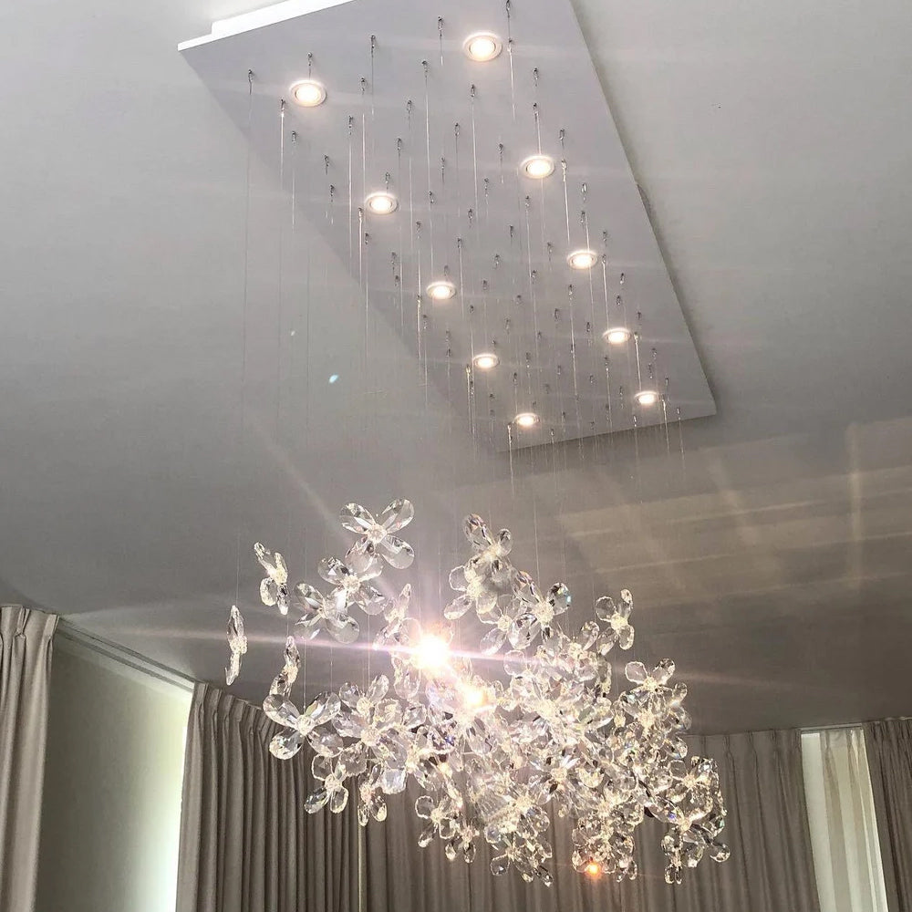 Modern Floating Crystal Flower Chandelier