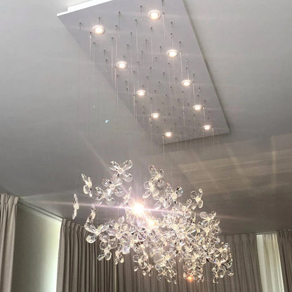 Modern Floating Crystal Flower Chandelier