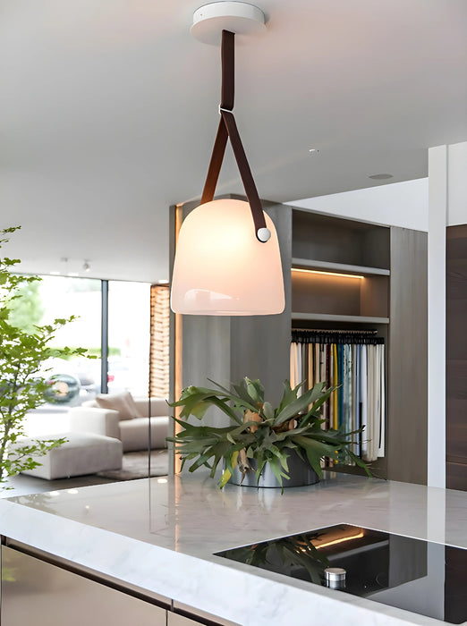 Modern White/Smoky Gray/Clear Glass Pendant