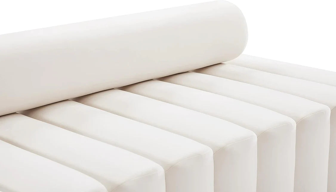 Velvet Upholstered Sofa with Deep Channel Tufting