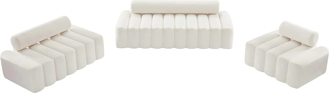 Velvet Upholstered Sofa with Deep Channel Tufting
