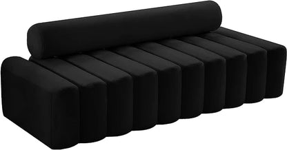 Velvet Upholstered Sofa with Deep Channel Tufting