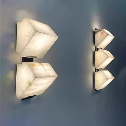 Modern Minimalist Pyramid Natural Alabaster Wall Sconce