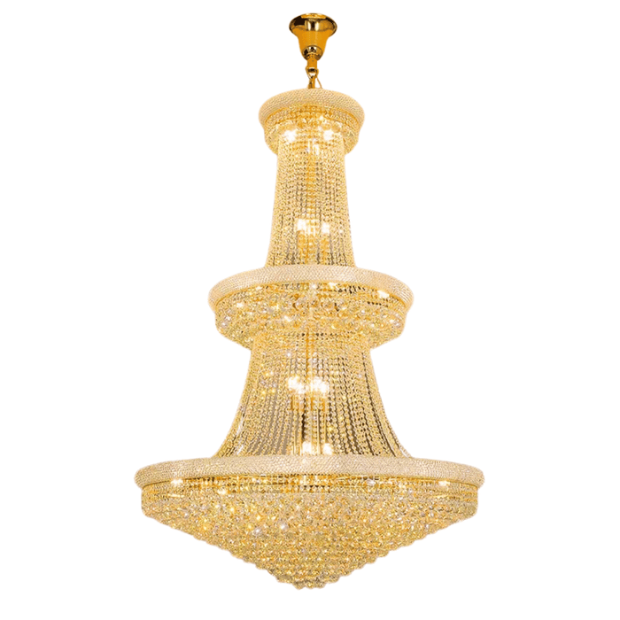 Lampadario di lusso in stile Impero francese per il soffitto della sala della villa, lampadario di cristallo a tre strati per la hall dell'hotel