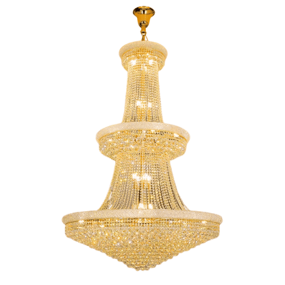 Lampadario di lusso in stile Impero francese per il soffitto della sala della villa, lampadario di cristallo a tre strati per la hall dell'hotel