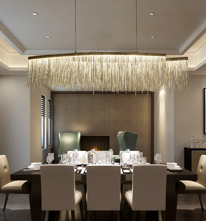Lampadario a sospensione con nappe in alluminio consigliato dal designer per soggiorno/sala da pranzo/isola della cucina