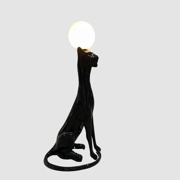 Black/Red Sitting Dog Floor Lamp