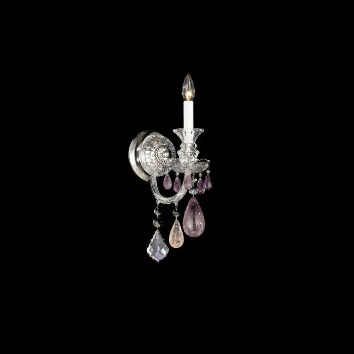 Luxury 1-Light Amethyst/ Rose/Clear Rock Crystal Wall Light