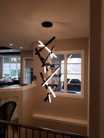 Lampadario geometrico verticale moderno per scale/ingresso/soffitti alti 