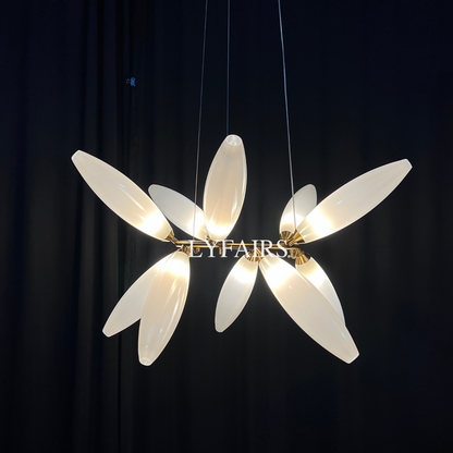 Lustre en fer minimaliste en forme de grain de riz pour salle à manger