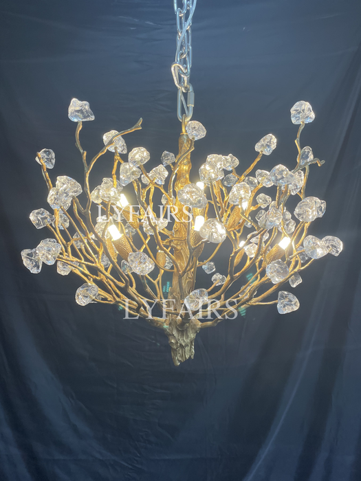 Lampadario da soffitto con pendente in cristallo e rami in ottone per soggiorno/sala da pranzo/ingresso