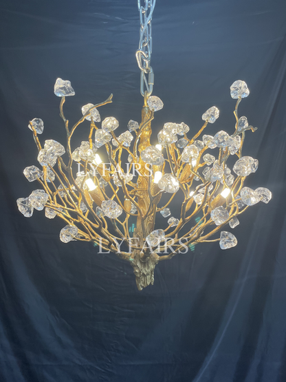 Lampadario da soffitto con pendente in cristallo e rami in ottone per soggiorno/sala da pranzo/ingresso