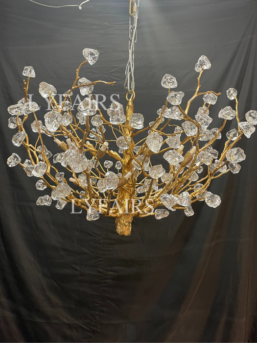 Lampadario da soffitto con pendente in cristallo e rami in ottone per soggiorno/sala da pranzo/ingresso