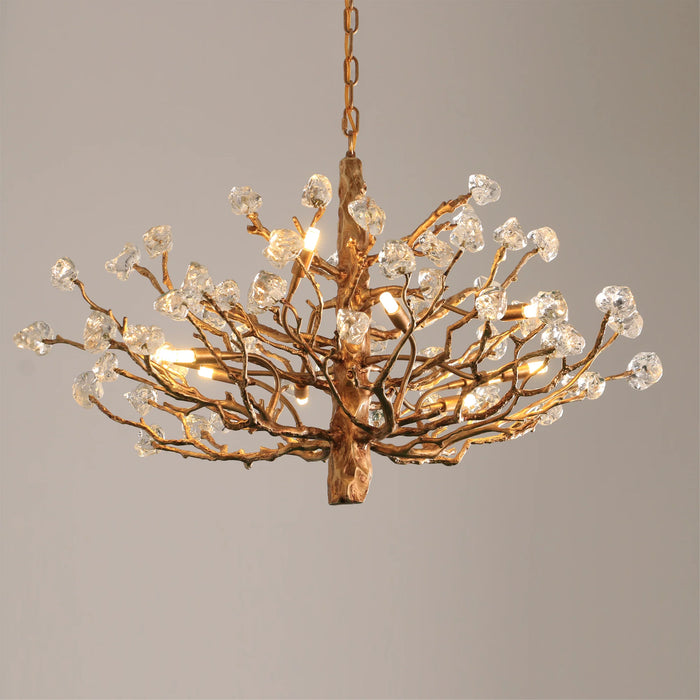 Lampadario da soffitto con pendente in cristallo e rami in ottone per soggiorno/sala da pranzo/ingresso