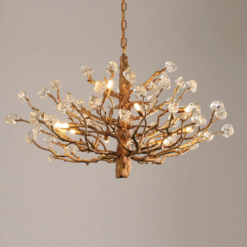 Lampadario da soffitto con pendente in cristallo e rami in ottone per soggiorno/sala da pranzo/ingresso