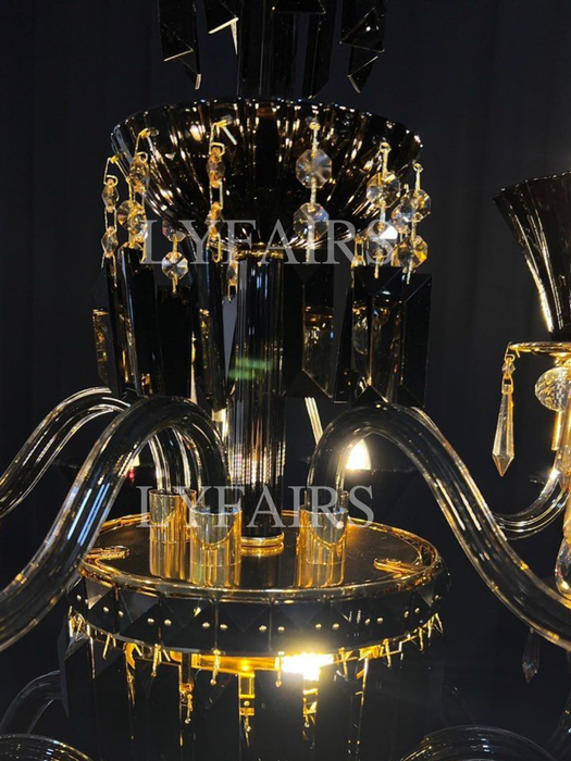 Lampadario di cristallo tradizionale americano con rami di candela, nero e oro, lampadario di lusso per soggiorno/sala da pranzo