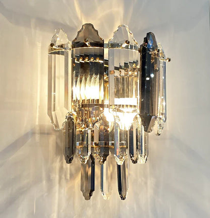 Modern Smoked&Clear Crystal Wall Lamp