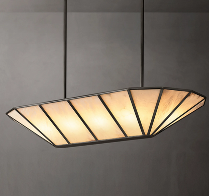 Modern Linear Alabaster Chandelier for Dining Room