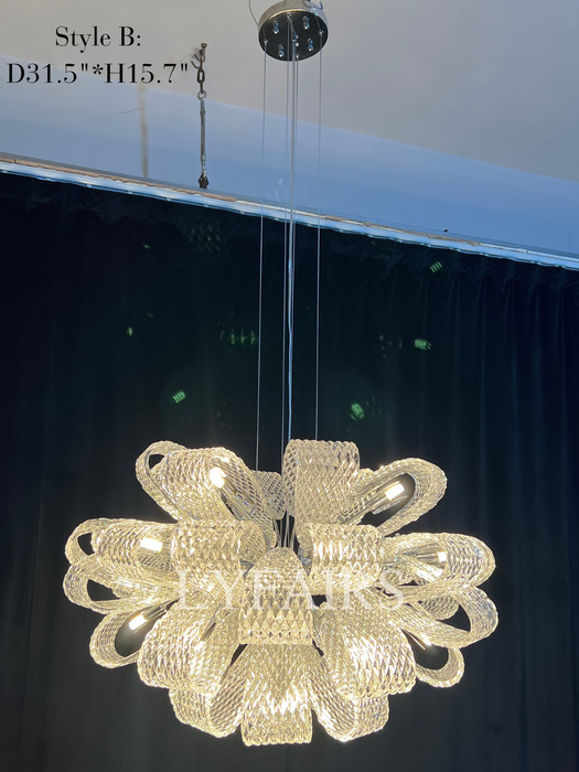 Lampadario a sospensione in vetro con bouquet di fiori in stile postmoderno per soggiorno/sala da pranzo/camera da letto