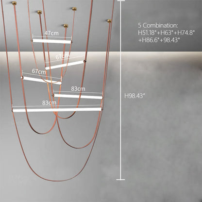 Designer U-shaped Belt Lamp LED  Glass Tube Chandelier