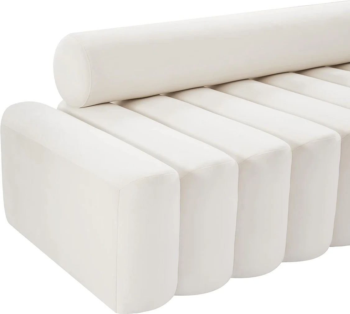 Velvet Upholstered Sofa with Deep Channel Tufting