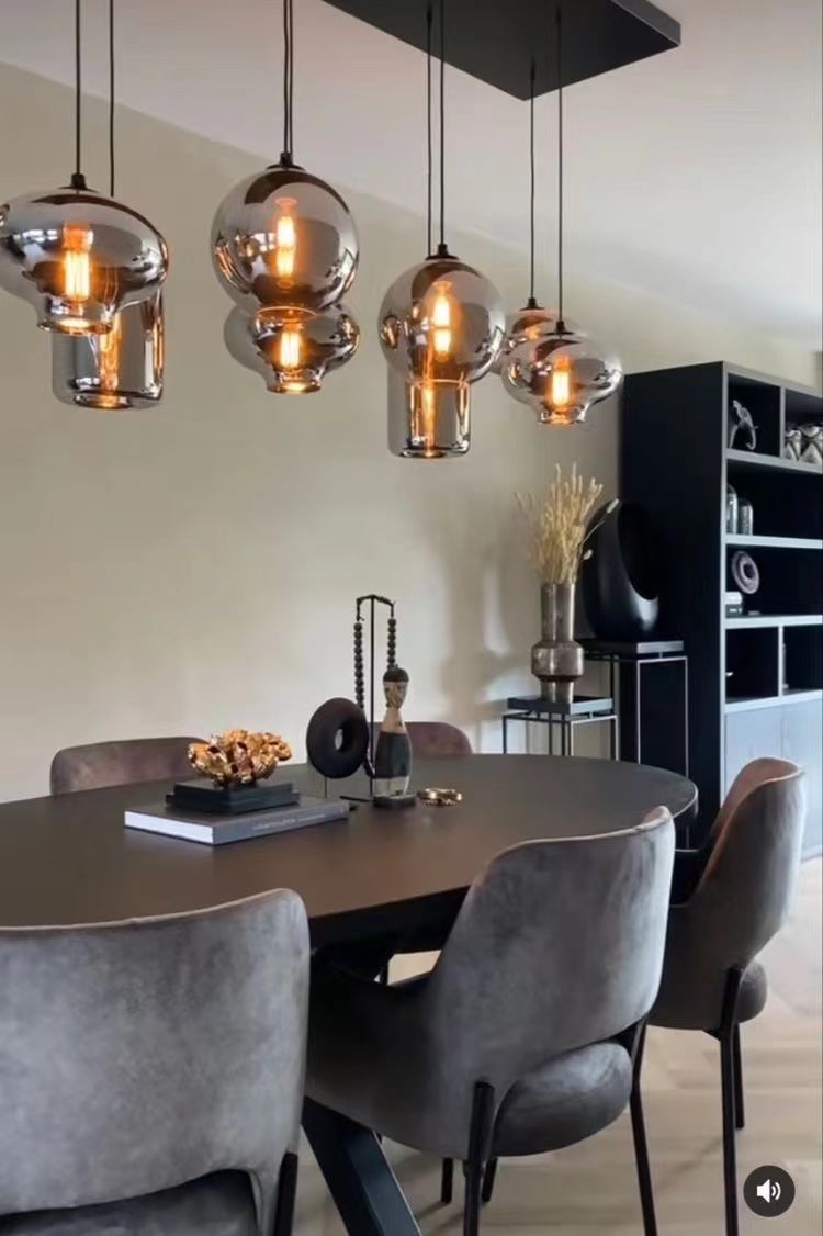 Smoky Gray Glass Chandelier for Cafe/Dining Room