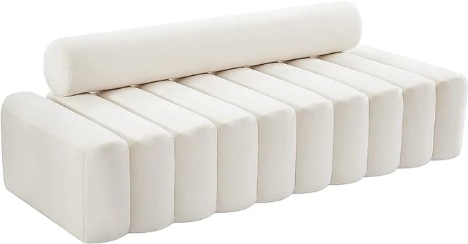 Velvet Upholstered Sofa with Deep Channel Tufting