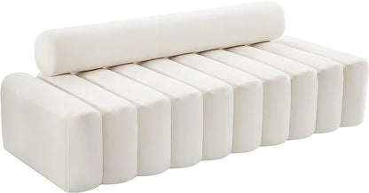 Velvet Upholstered Sofa with Deep Channel Tufting