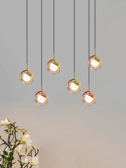 Nordic Simple Globe Pendant Suspension Light in Gold/Rose Gold