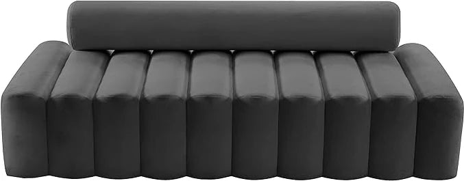 Velvet Upholstered Sofa with Deep Channel Tufting