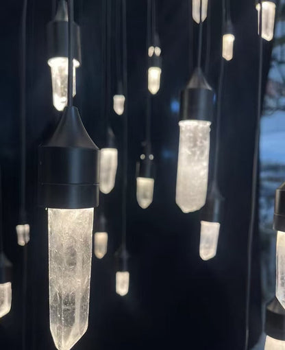 Lustre en cristal de roche en forme de goutte d'eau pour salon/salle à manger/escalier/hall d'entrée