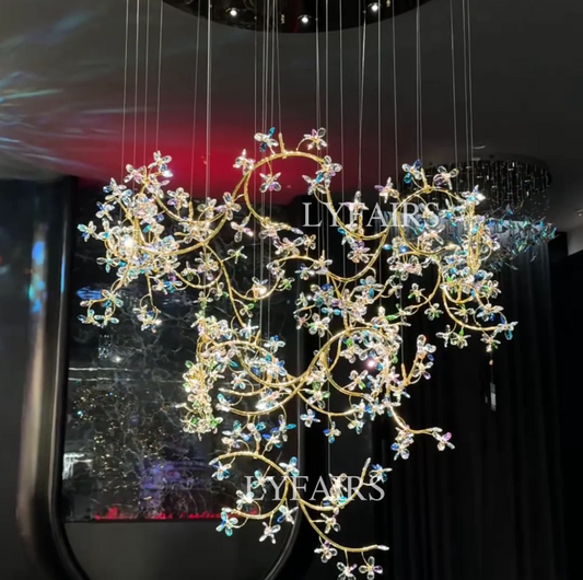 Luxury Floating Branches Crystal Flower Chandelier for High Celing/Mansion/Hotel