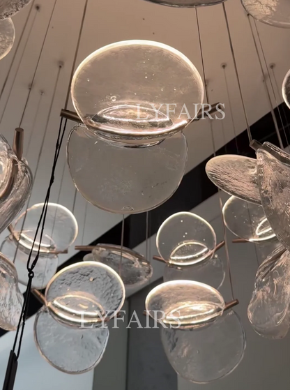 Modern Floating Chips Glass Chandelier for High Ceiling/Dining Room