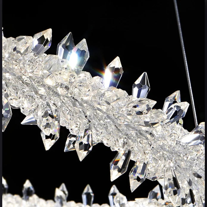 Frost Halo Ring Crystal Chandelier LED Ceiling Light