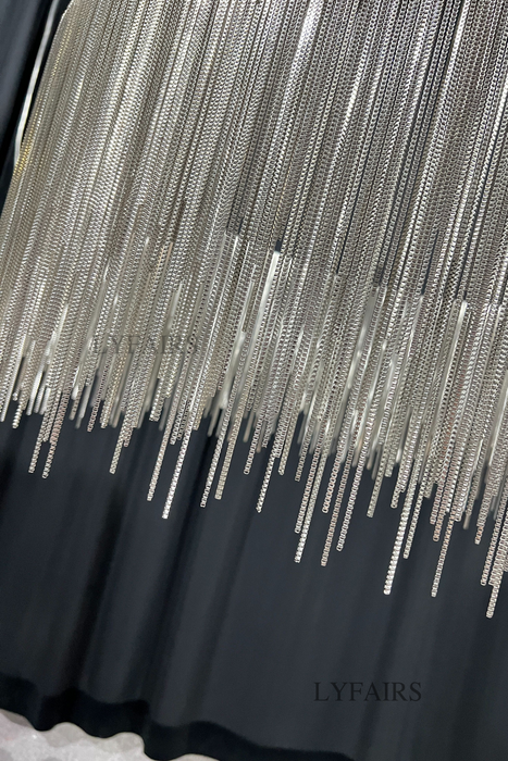 Extra Large Round Aluminum Tassel Chain Chandelier for Living/Dining Room/Villa/Duplex Hall
