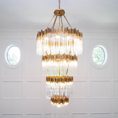 Grand lustre élégant en verre multicouches pour haut plafond/escalier/entrée