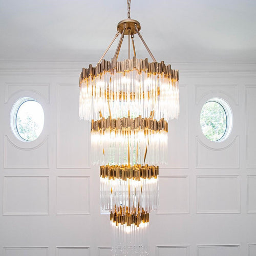 Grand lustre élégant en verre multicouches pour haut plafond/escalier/entrée