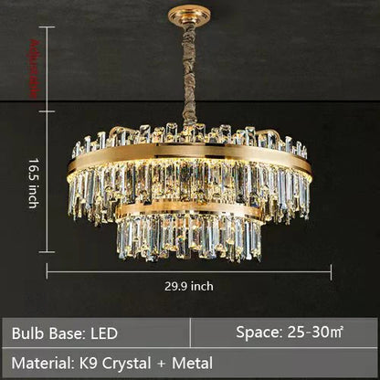 Collection de lustres en cristal ronds/rectangulaires modernes pour salon/couloir/salle à manger/chambre
