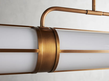 Modern Linear Milky Glass Tube Chandelier