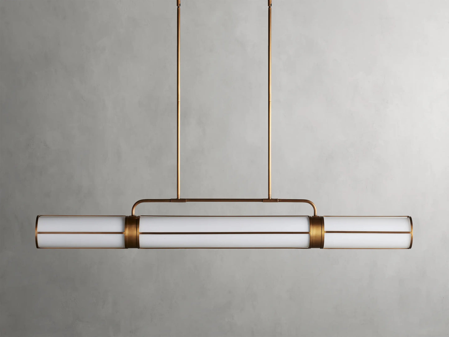 Modern Linear Milky Glass Tube Chandelier