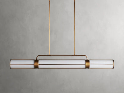 Modern Linear Milky Glass Tube Chandelier