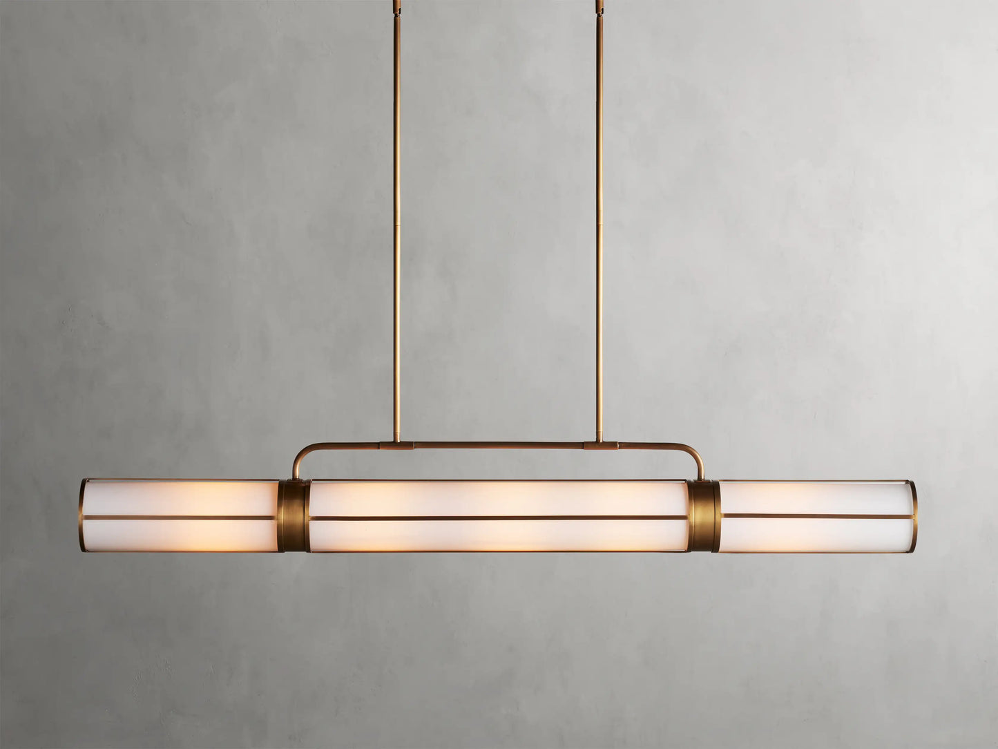 Modern Linear Milky Glass Tube Chandelier