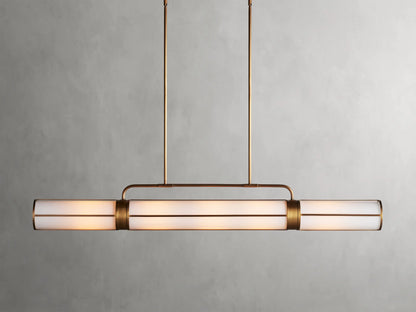 Modern Linear Milky Glass Tube Chandelier